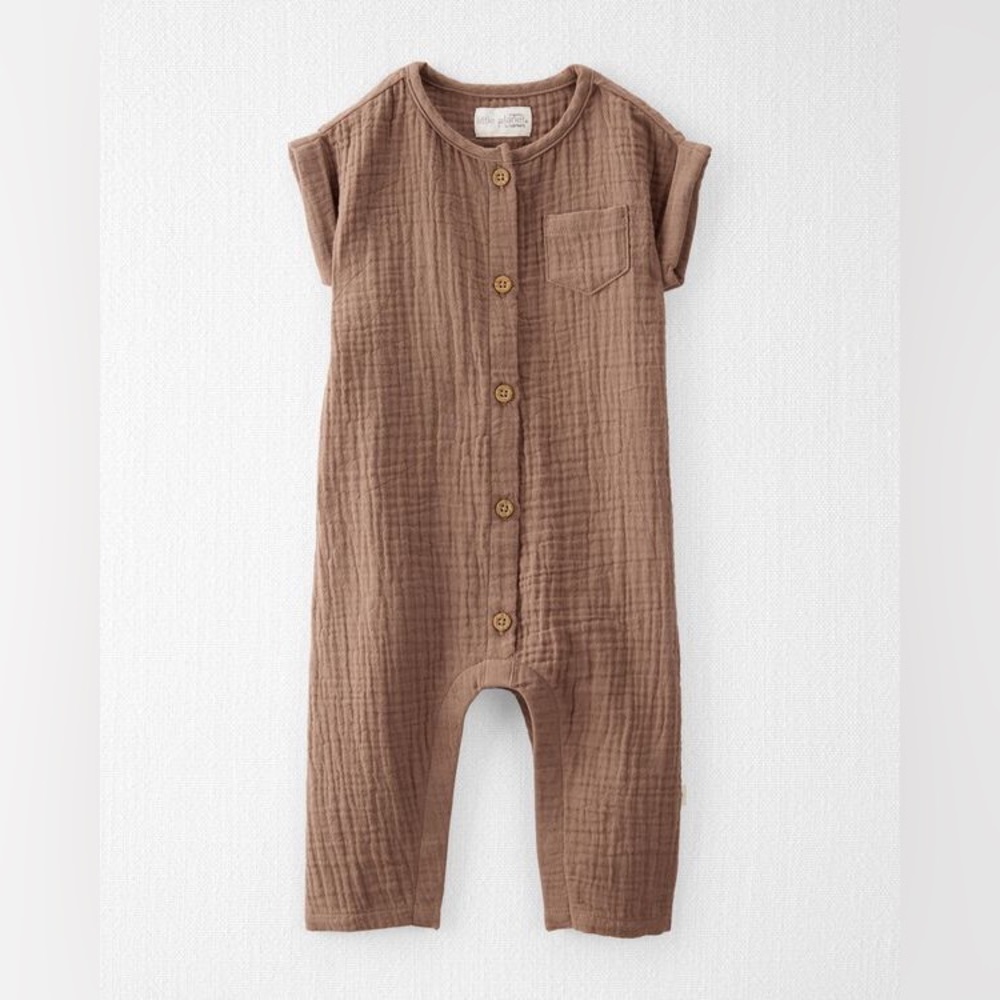 Little Planet by Carters Baby Organic Cotton Gauze Jumpsuit in nutmeg